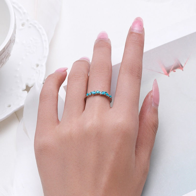 OliyaDesign S925 Sterling Silver Ring Inlaid With Turquoise