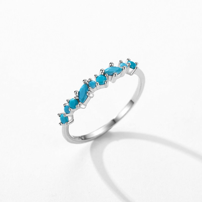 OliyaDesign S925 Sterling Silver Ring Inlaid With Turquoise