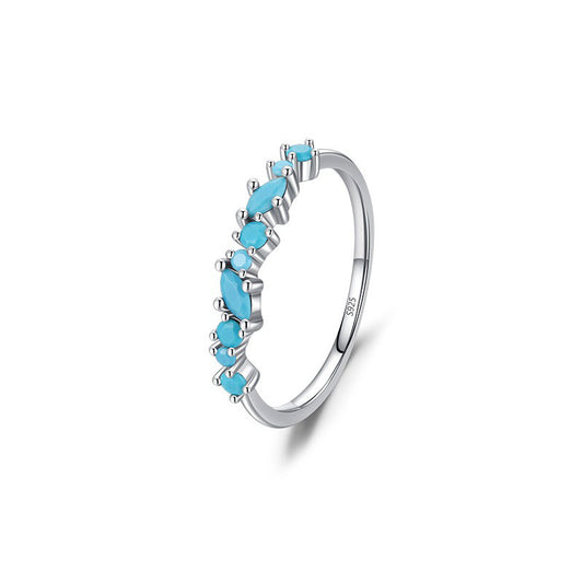 OliyaDesign S925 Sterling Silver Ring Inlaid With Turquoise