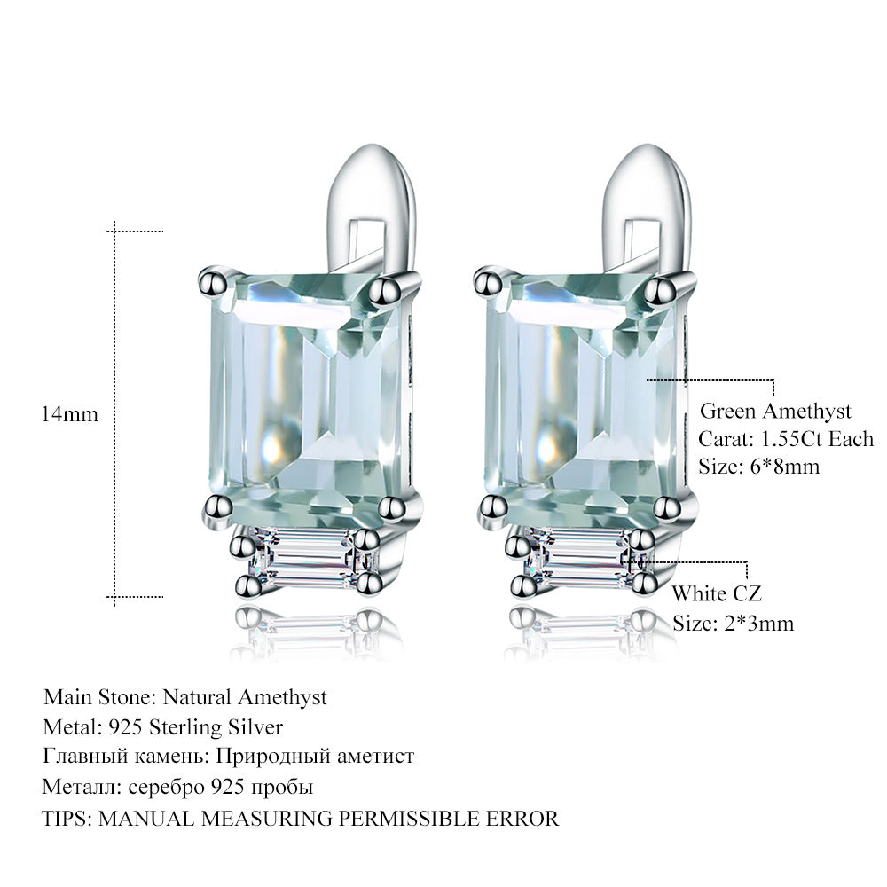 OliyaDesign Simple Natural Topaz S925 Silver Set Earrings