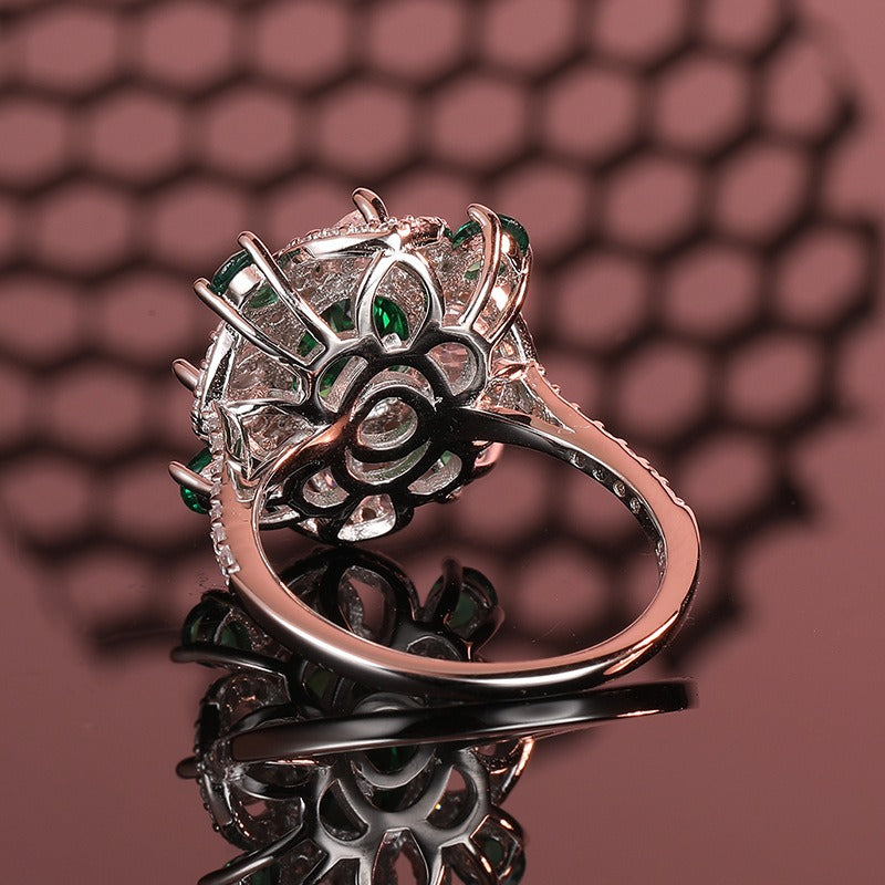 OliyaDesign 925 Sterling Silver Emerald Ring