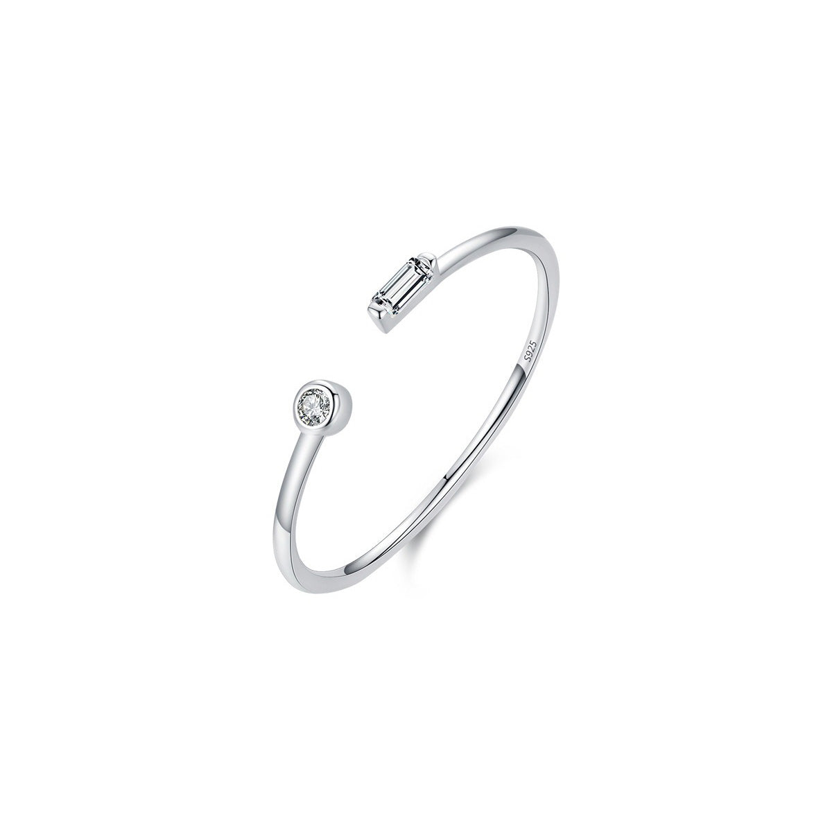 OliyaDesign S925 Sterling Silver Adjustable Opening Ring with Micro-painted Zircon
