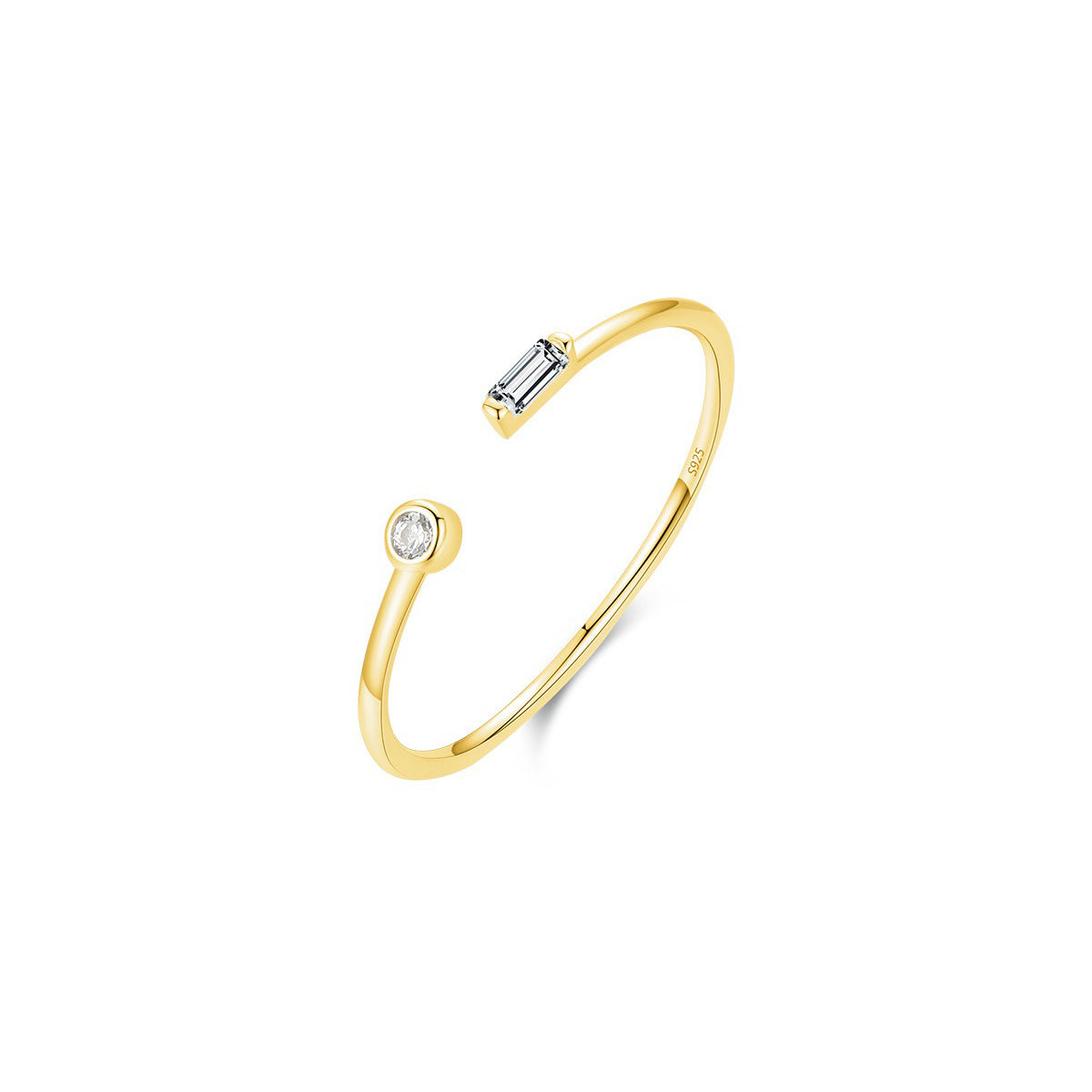 OliyaDesign S925 Sterling Silver Adjustable Opening Ring with Micro-painted Zircon