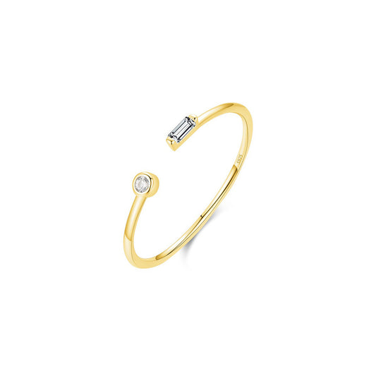 OliyaDesign S925 Sterling Silver Adjustable Opening Ring with Micro-painted Zircon