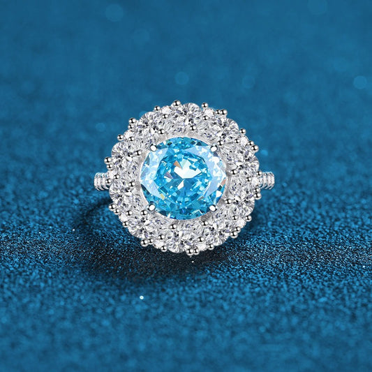 OliyaDesign Radiant Che S925 Sterling Silver High Carbon Diamond Ring