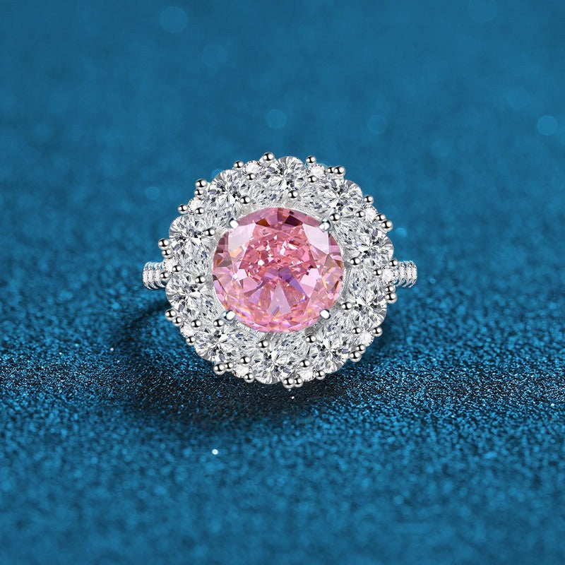 OliyaDesign Radiant Che S925 Sterling Silver High Carbon Diamond Ring