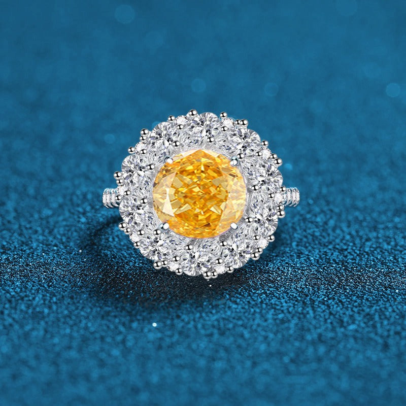 OliyaDesign Radiant Che S925 Sterling Silver High Carbon Diamond Ring