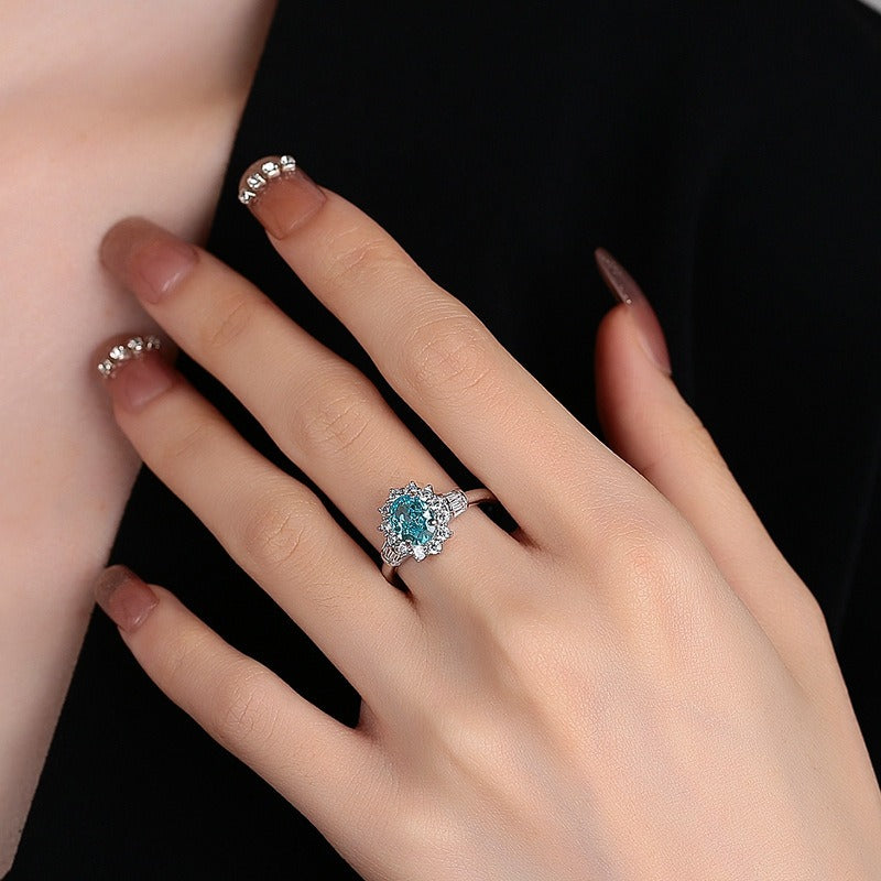 OliyaDesign 2.5-Carat High-Carbon Diamond Ice Flower Cut Ring