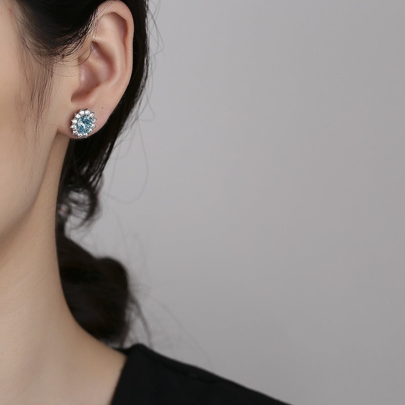 OliyaDesign Radiant Cut 925 Sterling Silver Stud Earrings