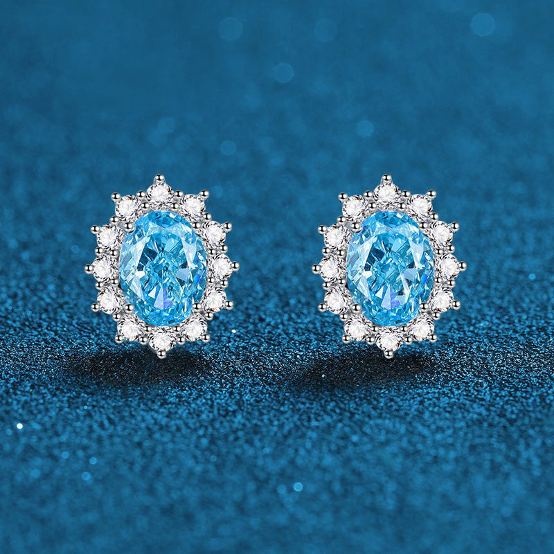 OliyaDesign Radiant Cut 925 Sterling Silver Stud Earrings