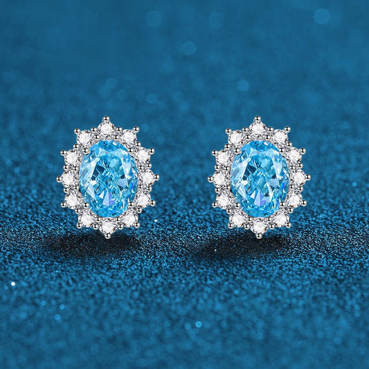 OliyaDesign Radiant Cut 925 Sterling Silver Stud Earrings