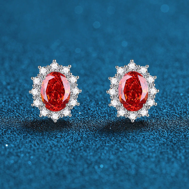 OliyaDesign Radiant Cut 925 Sterling Silver Stud Earrings