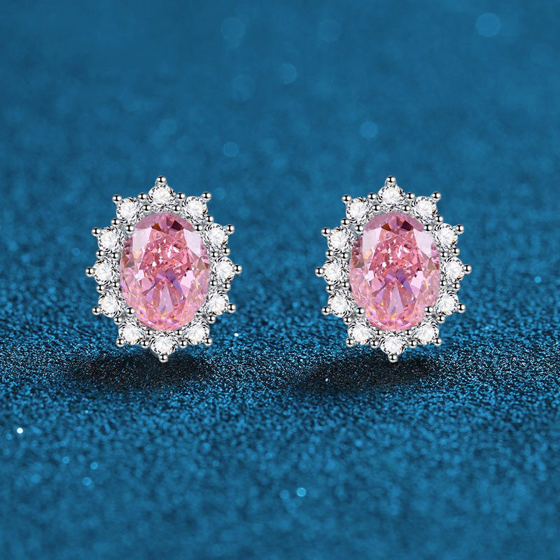 OliyaDesign Radiant Cut 925 Sterling Silver Stud Earrings