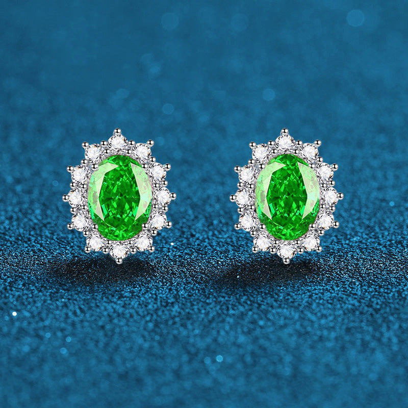 OliyaDesign Radiant Cut 925 Sterling Silver Stud Earrings