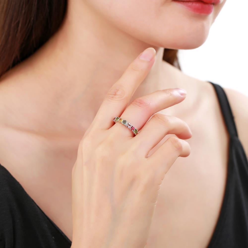 OliyaDesign Stylish, Understated Luxury, And Versatile S925 Sterling Silver Ring With Natural Tourmaline Setting.