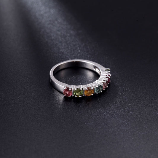 OliyaDesign Stylish, Understated Luxury, And Versatile S925 Sterling Silver Ring With Natural Tourmaline Setting.