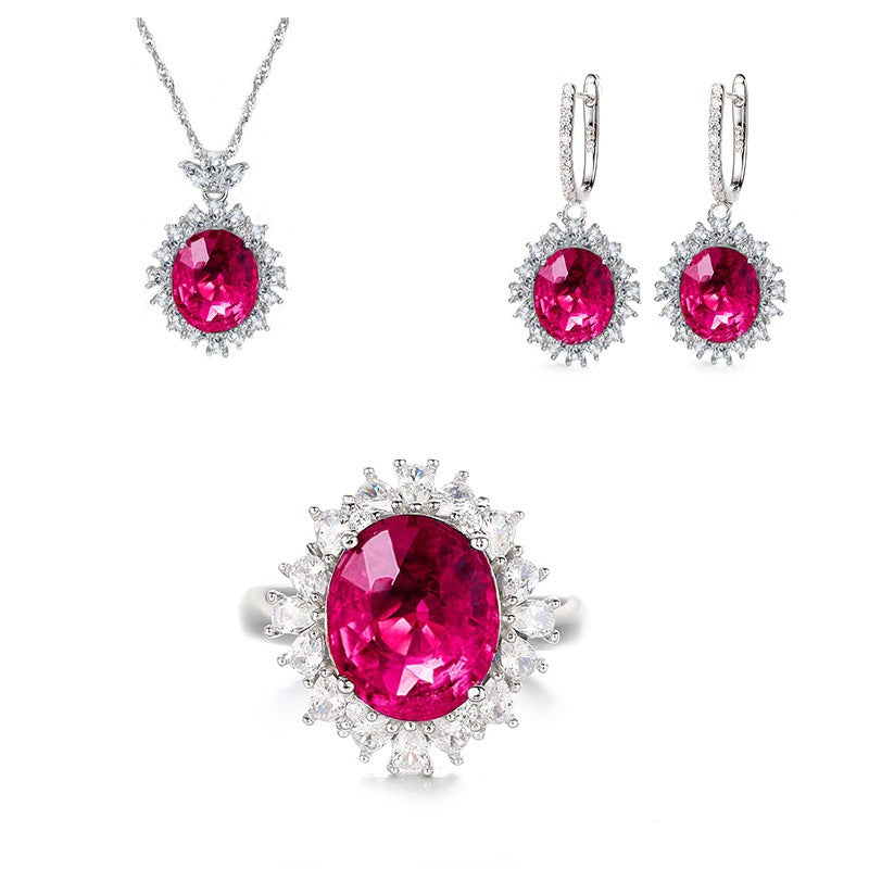 OliyaDesign Necklace, Earrings, And Ring S925 Sterling Silver Jewelry Set
