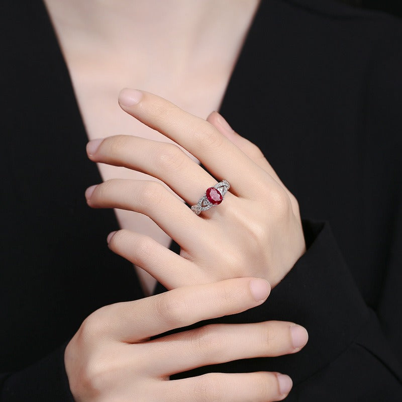 OliyaDesign 3-Carat Oval Gemstone S925 Sterling Silver Ring