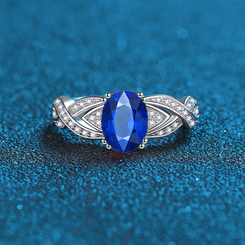 OliyaDesign 3-Carat Oval Gemstone S925 Sterling Silver Ring