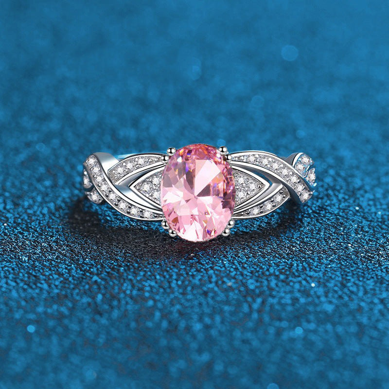 OliyaDesign 3-Carat Oval Gemstone S925 Sterling Silver Ring