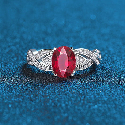 OliyaDesign 3-Carat Oval Gemstone S925 Sterling Silver Ring