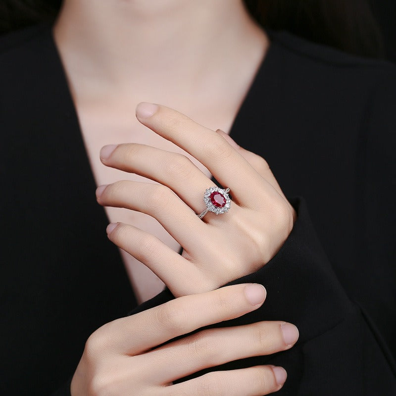 OliyaDesign 3.5-Carat Oval Diamond S925 Ring