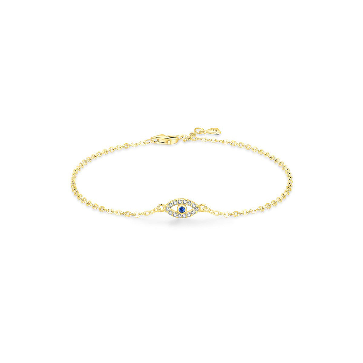 S925 Sterling Silver Delicate Small Blue Eye Bracelet
