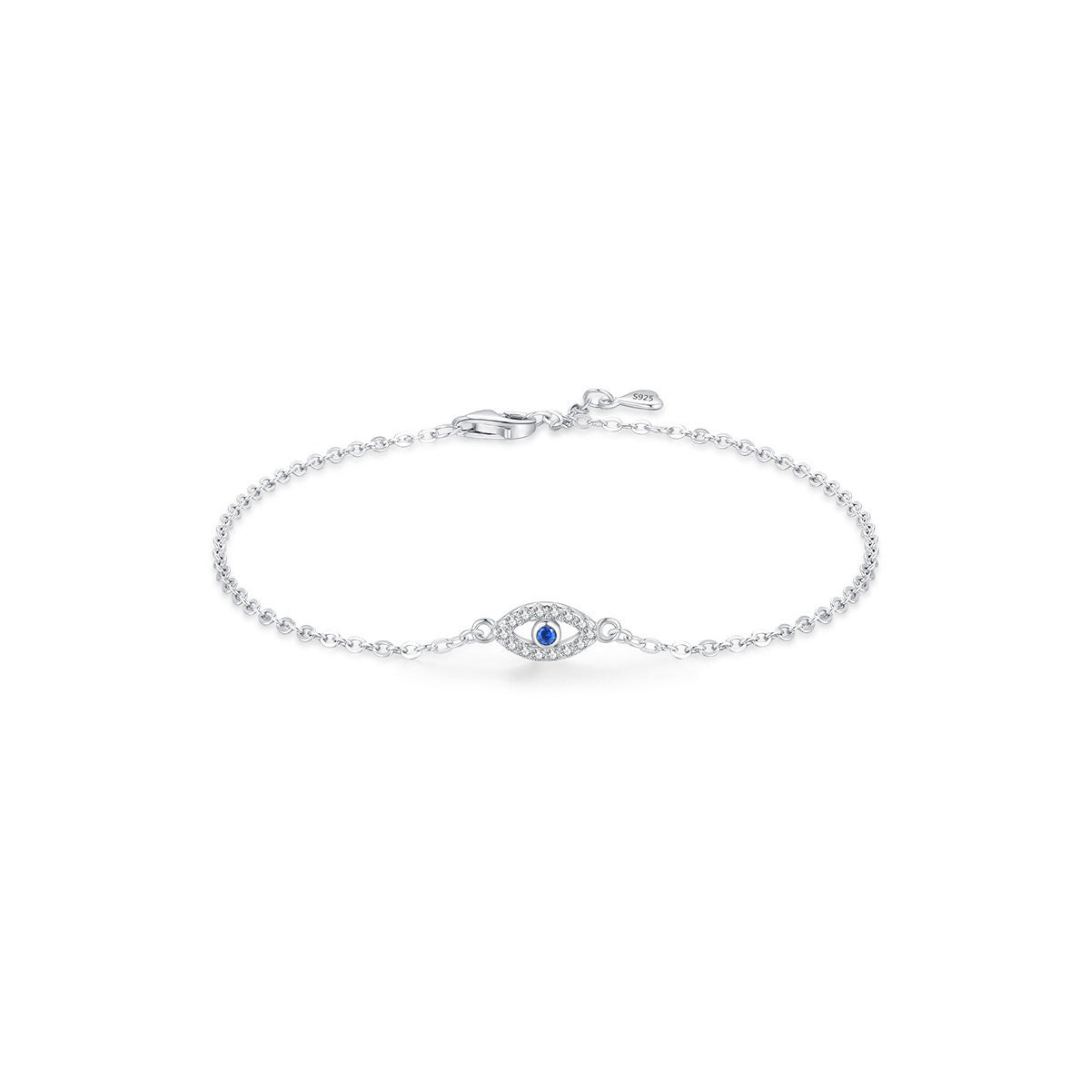 S925 Sterling Silver Delicate Small Blue Eye Bracelet