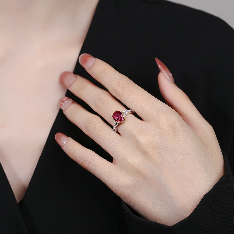 OliyaDesign Egg-Shaped S925 Sterling Silver Women'S Ring