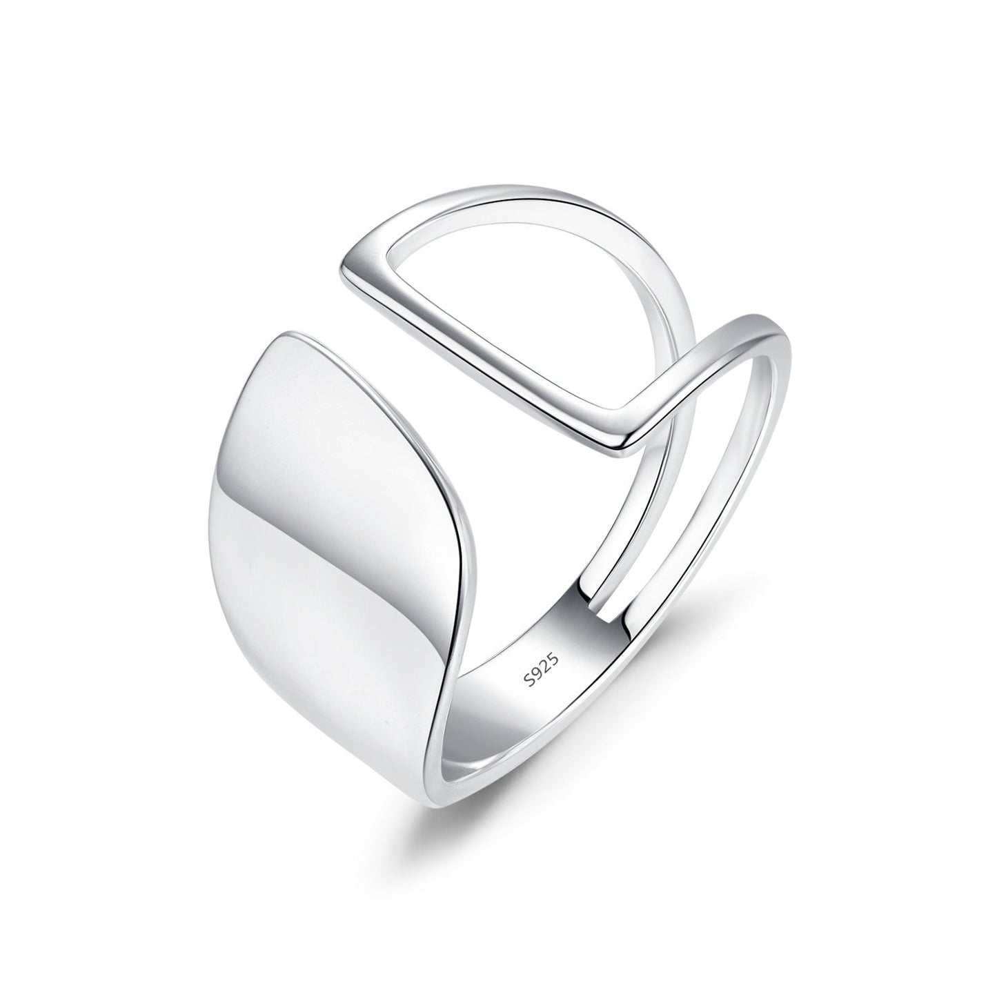 OliyaDesign S925 Sterling Silver Geometric Smooth Open Ring