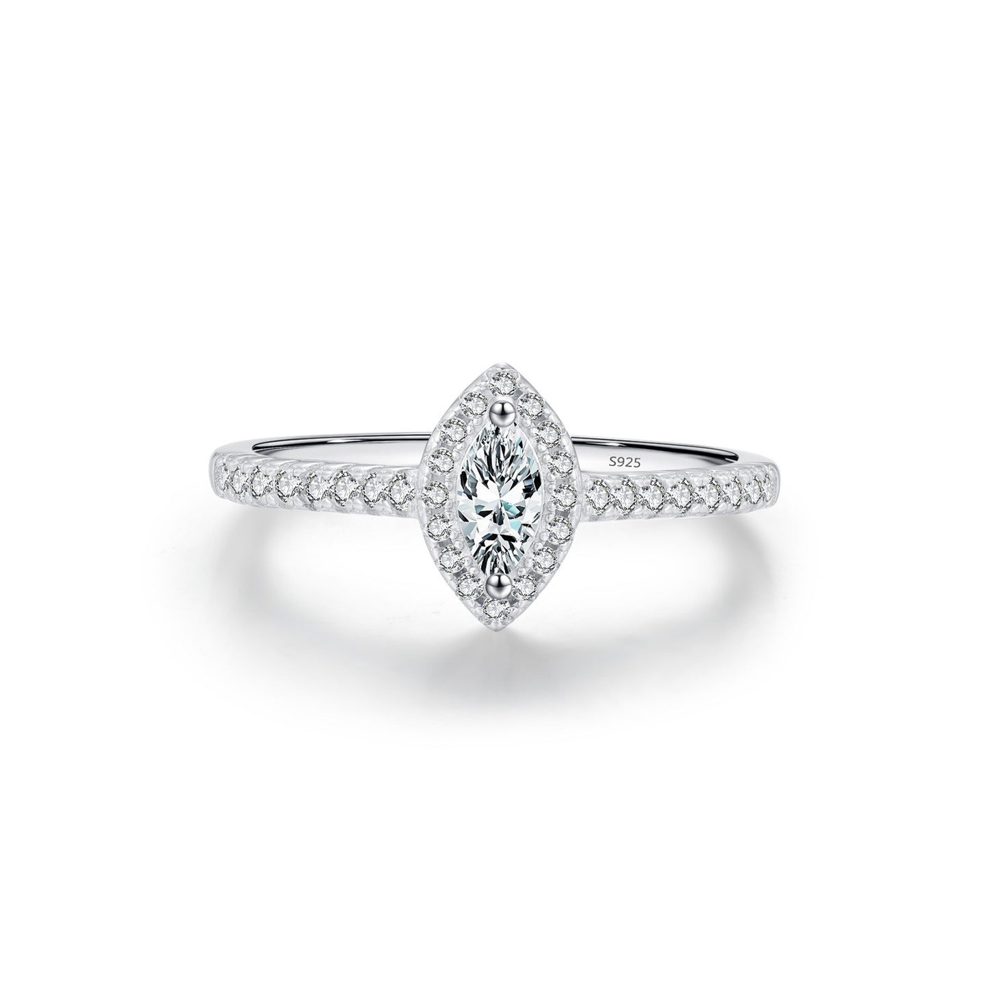 OliyaDesign S925 Sterling Silver Geometric Cubic Zirconia Wedding Ring