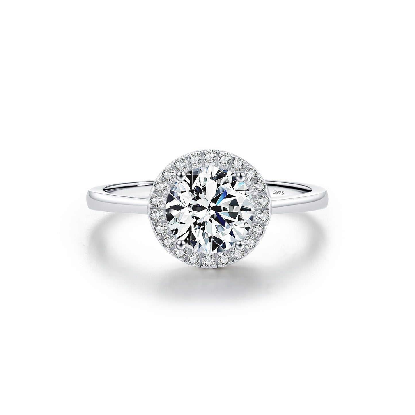 OliyaDesign S925 Sterling Silver Geometric Cubic Zirconia Wedding Ring