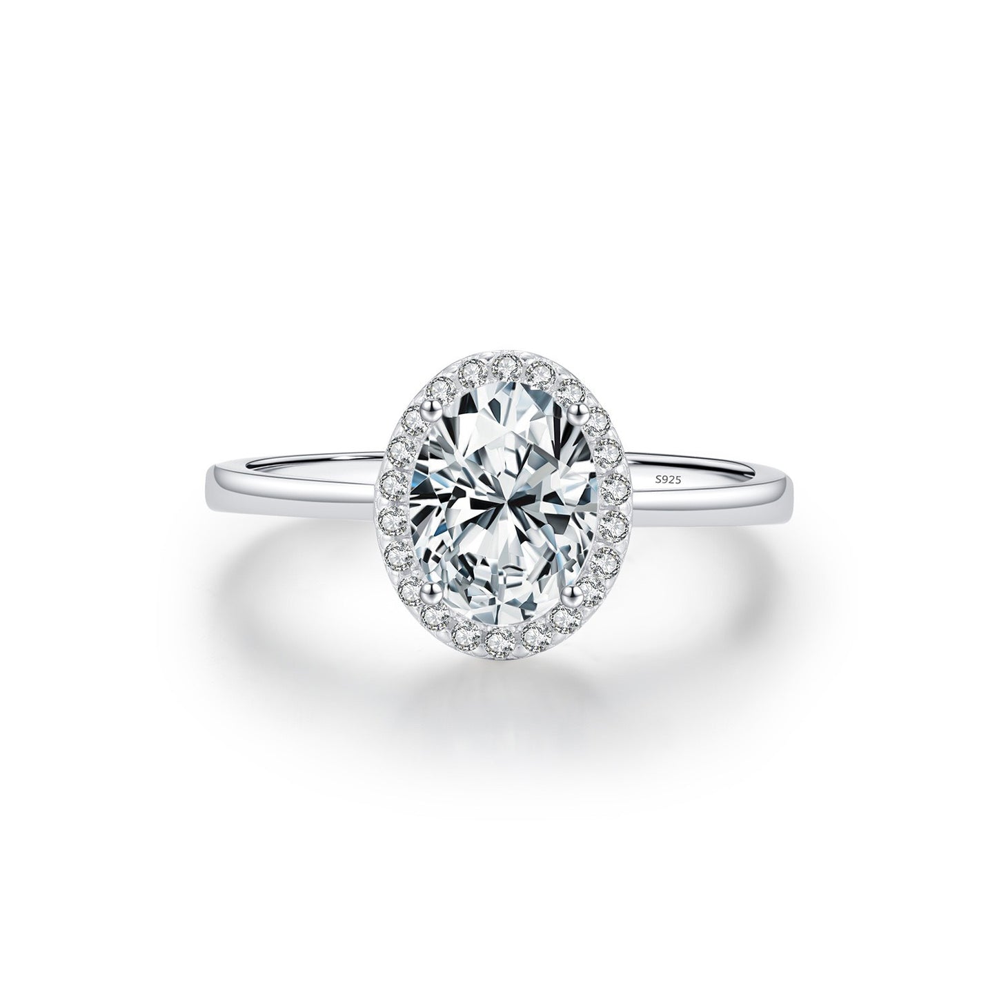 OliyaDesign S925 Sterling Silver Geometric Cubic Zirconia Wedding Ring