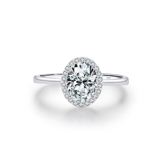 OliyaDesign S925 Sterling Silver Geometric Cubic Zirconia Wedding Ring