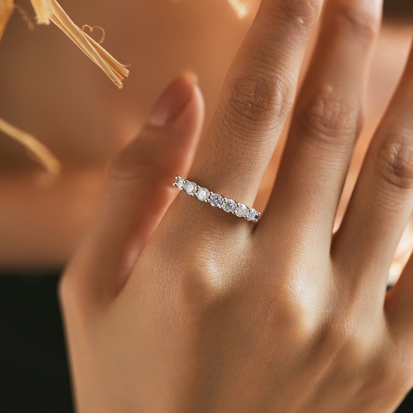 OliyaDesign Moissanite S925 Sterling Silver French Ring