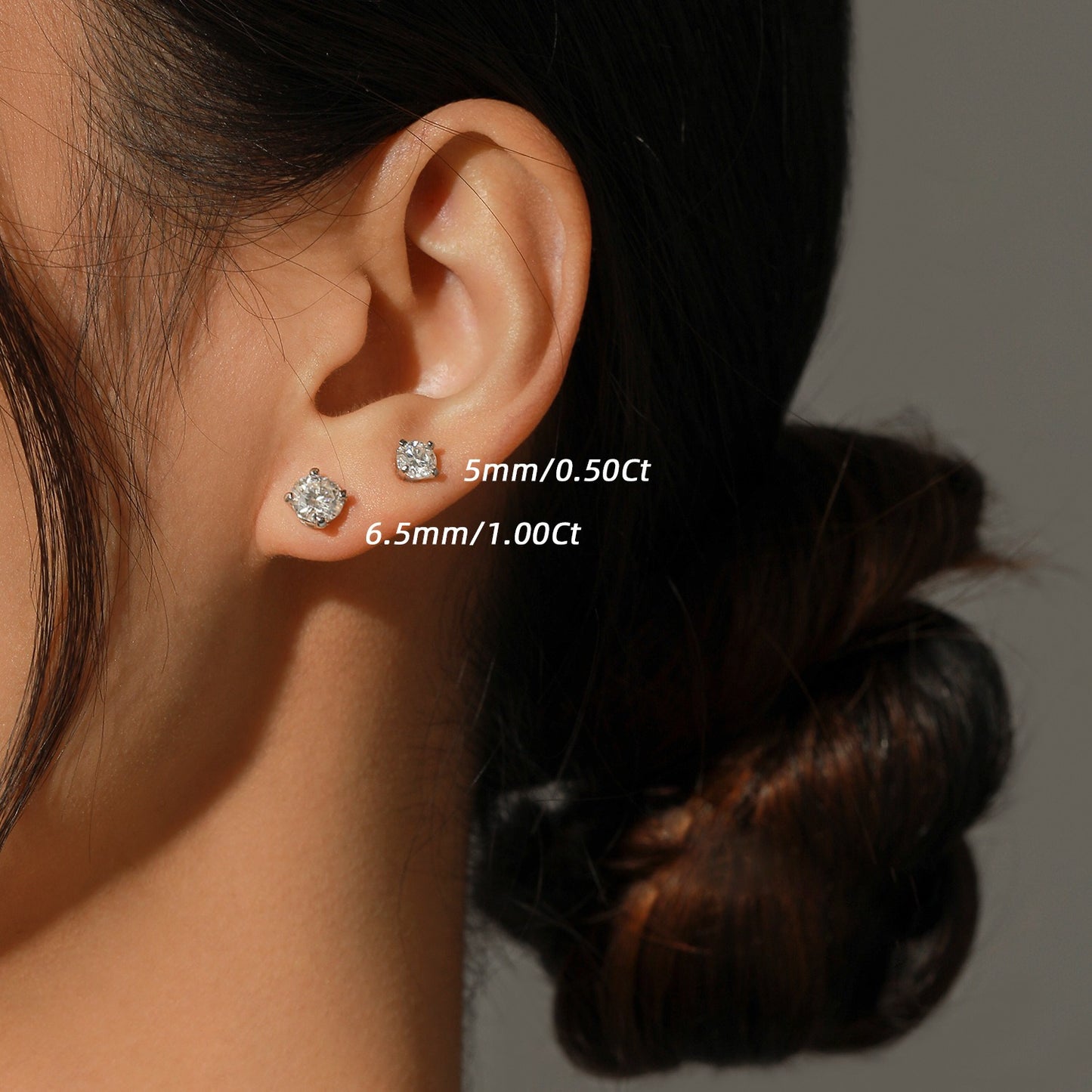 OliyaDesign 1-Carat Moissanite Stud Earrings In S925 Sterling Silver