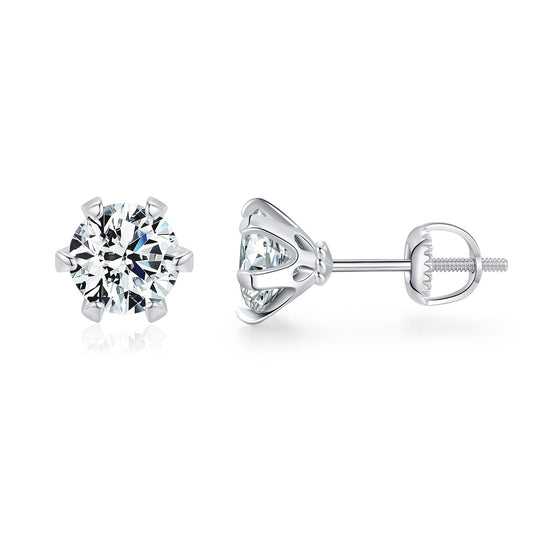 OliyaDesign 1-Carat Moissanite Crown Earrings In S925 Sterling Silver