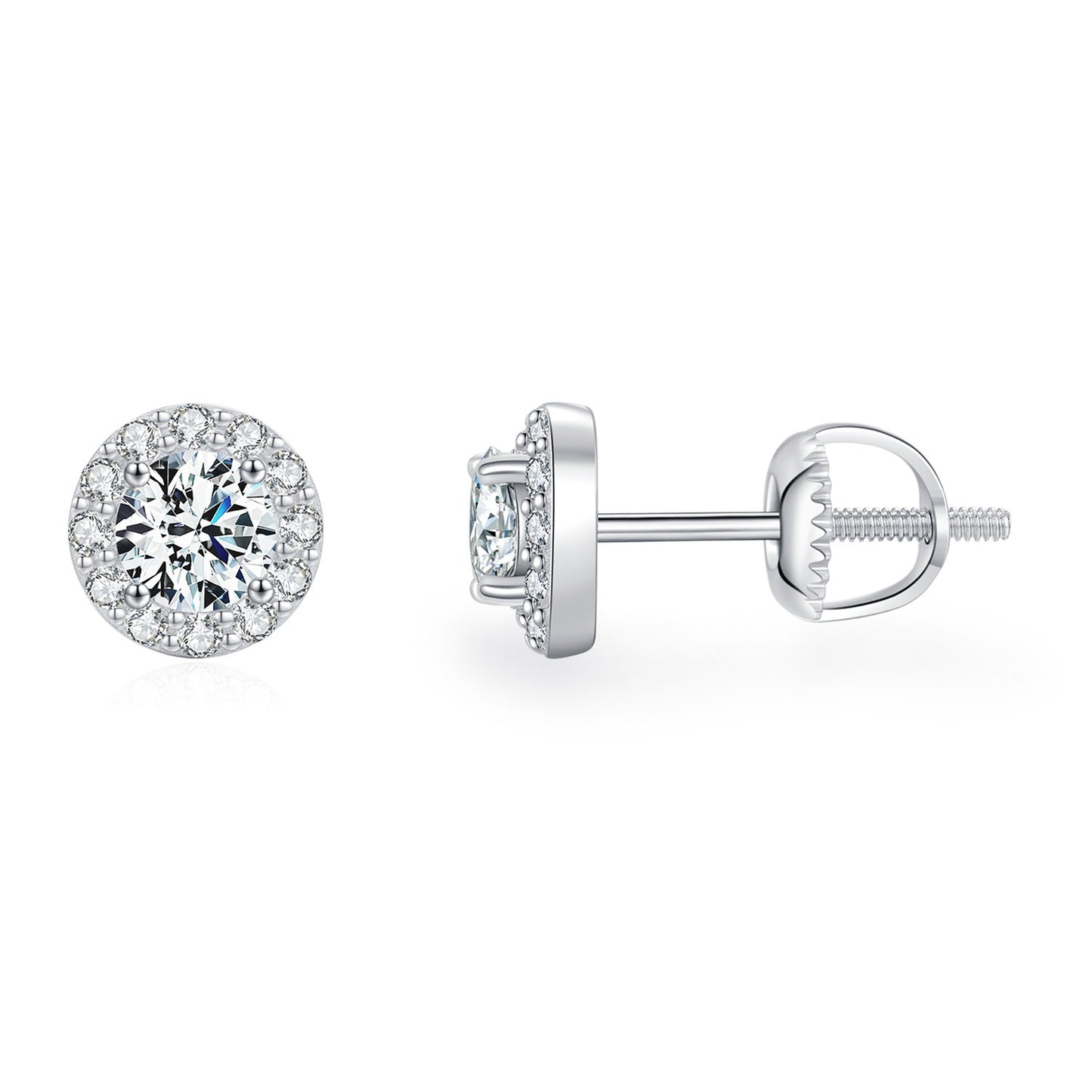 OliyaDesign 1-Carat Moissanite S925 Sterling Silver Stud Earrings