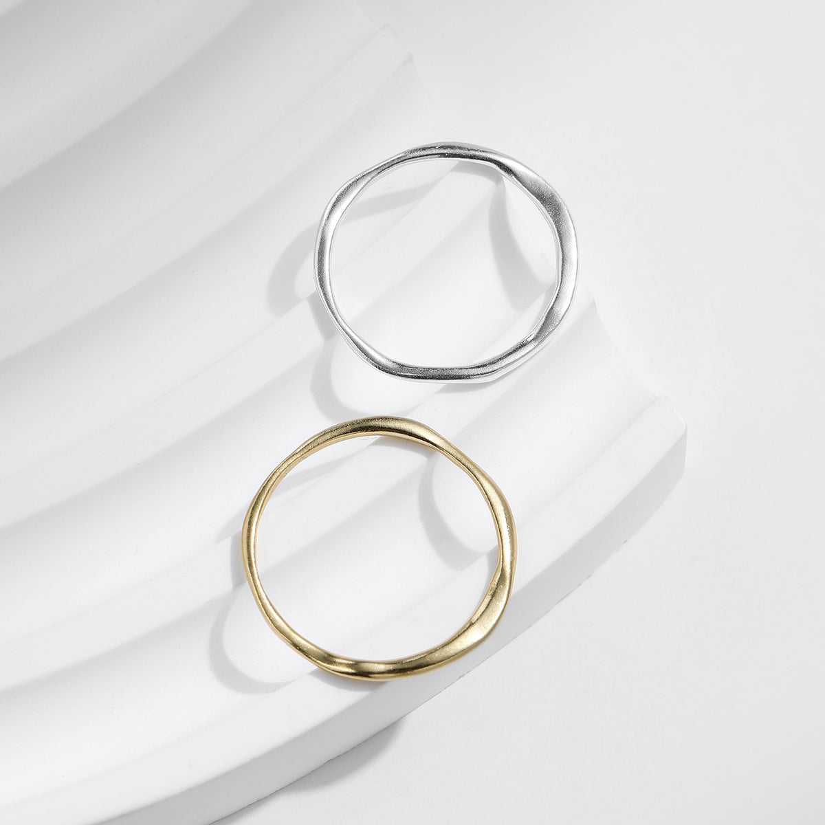 OliyaDesign S925 Sterling Silver Minimalist Irregular Wrinkled Texture Ring