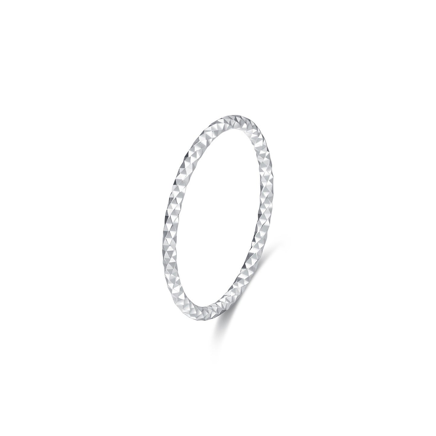 OliyaDesign S925 Sterling Silver Carved Sparkling Thin Ring