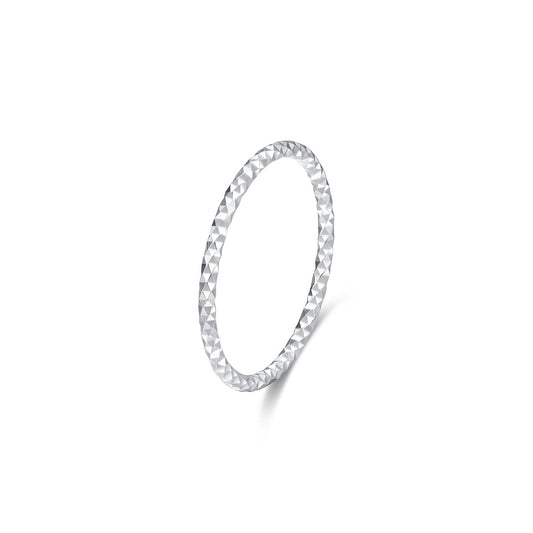 OliyaDesign S925 Sterling Silver Carved Sparkling Thin Ring