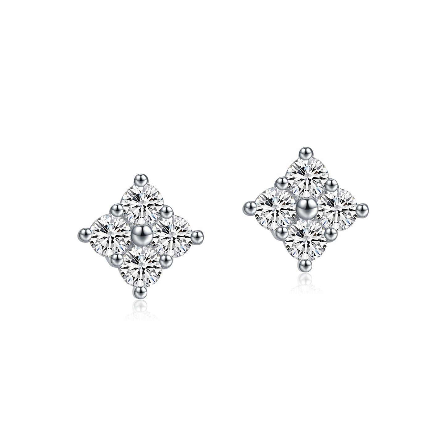 OliyaDesign S925 Sterling Silver Diamond Stud Earrings