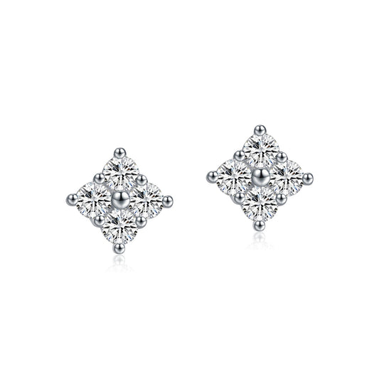 OliyaDesign S925 Sterling Silver Diamond Stud Earrings