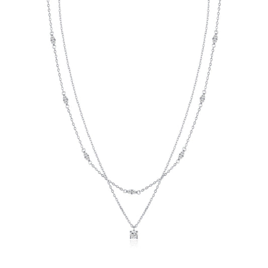 D-Color Moissanite S925 Sterling Silver Double-Layered Clavicle Chain
