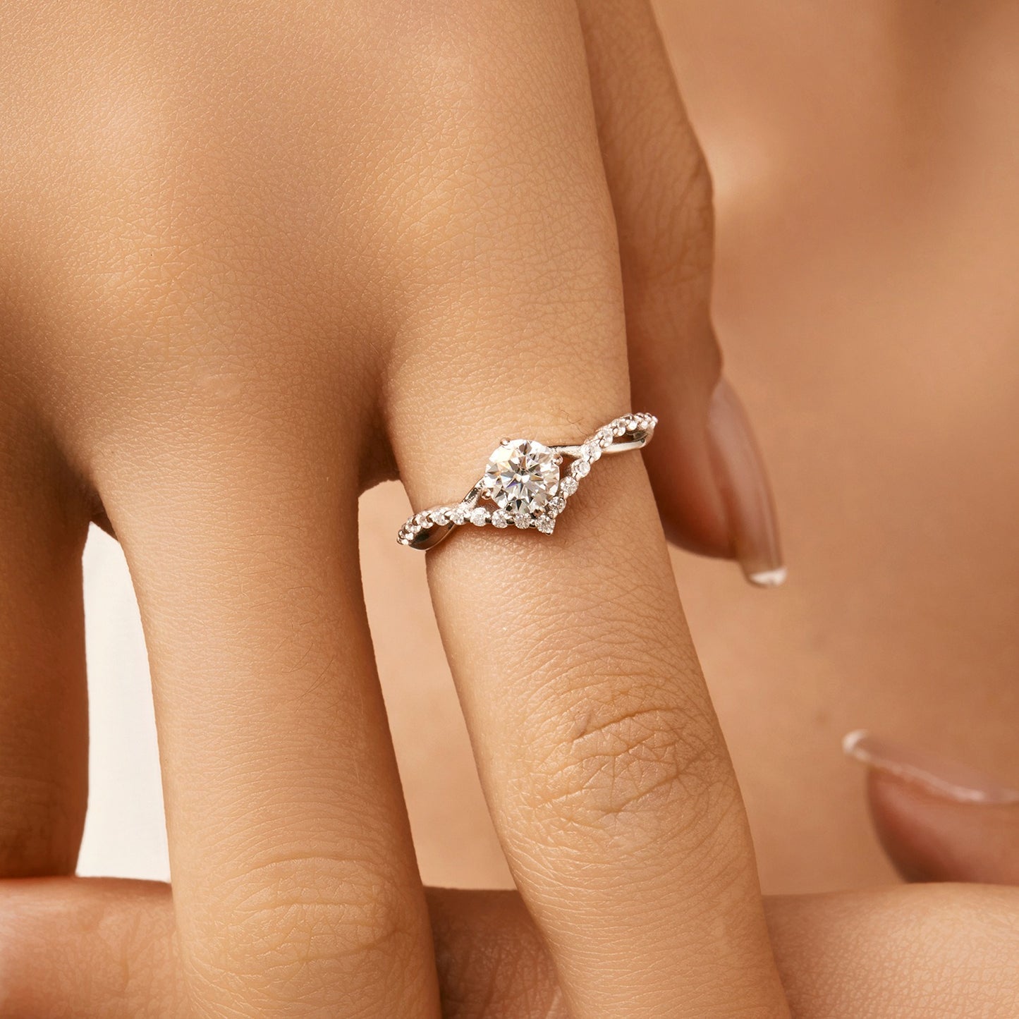 OliyaDesign 50-Point D-Color Moissanite Ring In S925 Sterling Silver