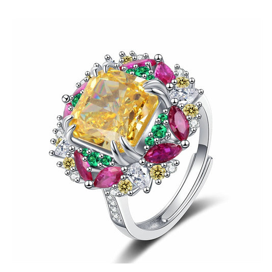 OliyaDesign Ice Flower Cut S925 Sterling Silver Open Ring