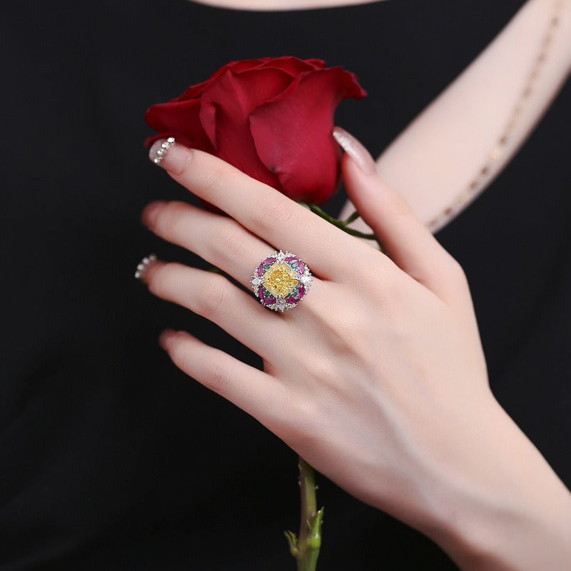 OliyaDesign Ice Flower Cut S925 Sterling Silver Open Ring