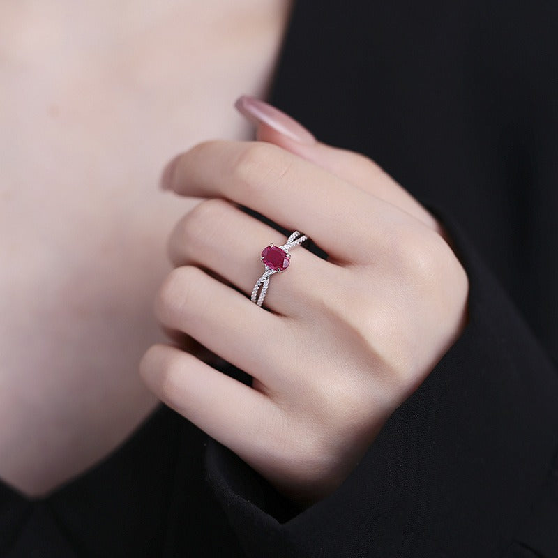 OliyaDesign Egg-Shaped S925 Sterling Silver 5A Full Diamond Stud Ring