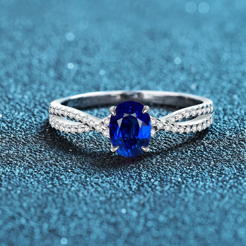 OliyaDesign Egg-Shaped S925 Sterling Silver 5A Full Diamond Stud Ring