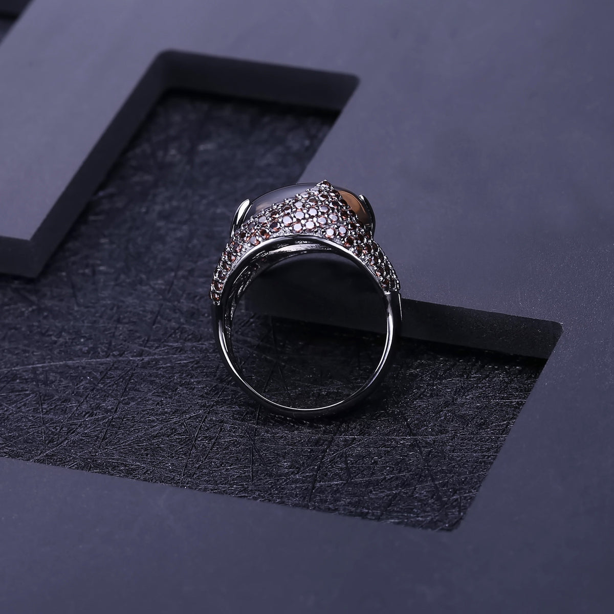 OliyaDesign Natural Smoky Quartz, High-End, Vintage And Luxurious S925 Sterling Silver Ring With Natural Gemstones.